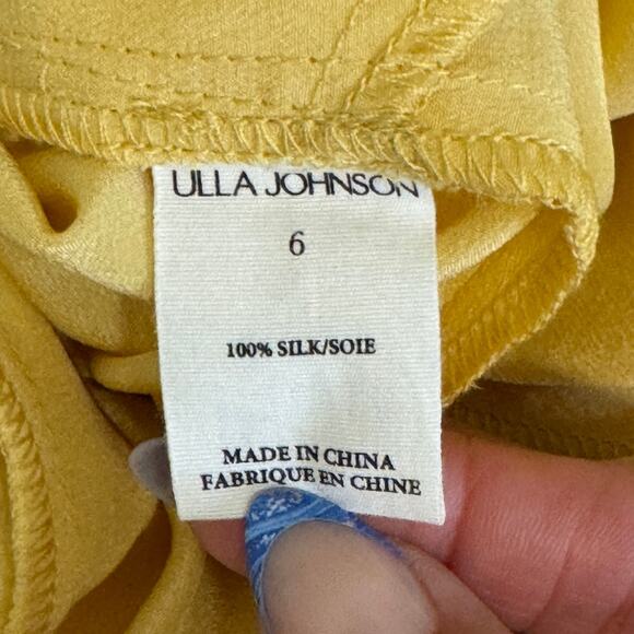 Ulla Johnson Dune Violeta Mustard Yellow Silk Maxi Dress Size 6 - Picture 12 of 13